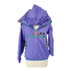 VTG Sierra Designs Purple Hooded Jacket with Green and Orange Accents Anorak S